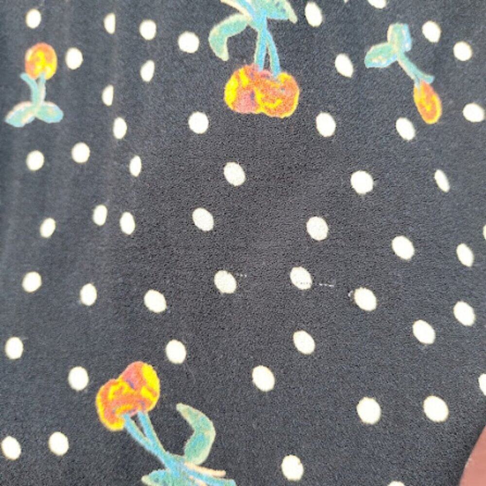 FREE PEOPLE | Polka Dot Cherry Print Midi Dress Lace-Up Corset Retro Mod 8 - Picture 15 of 15